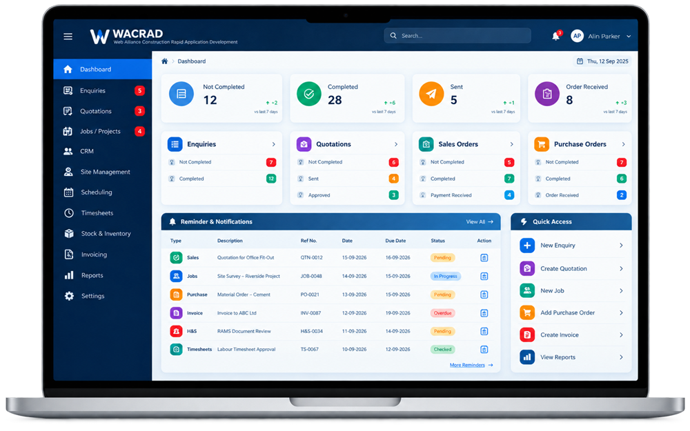 WACRAD: Flexible, cost-effective CRM-to-ERP software for construction SMEs
